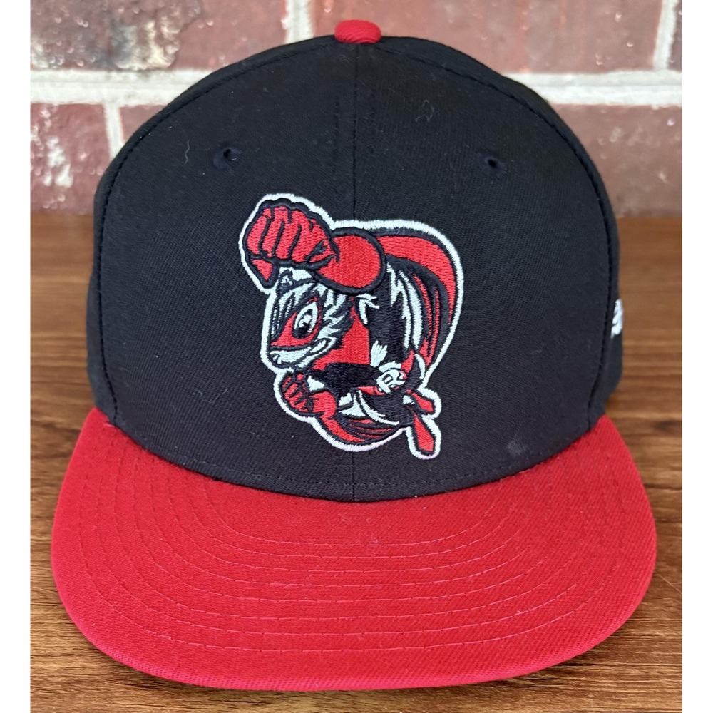 Richmond Flying Squirrels Hat Cap‎ Fitted Mens 7 1/2 Black MILB Baseball New Era
